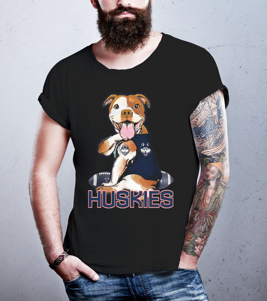 Pittbull Connecticut Huskies Football Mascot T-Shirt