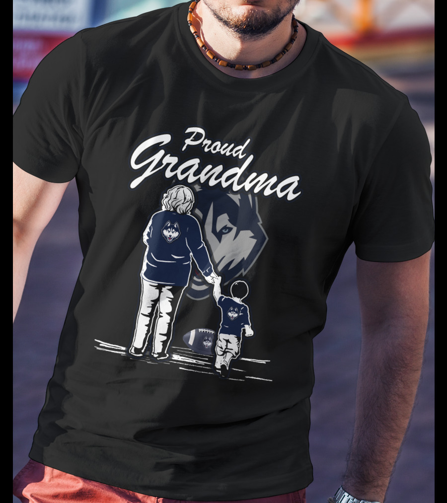 Proud Grandma Connecticut Huskies Football Family Moment T-Shirt