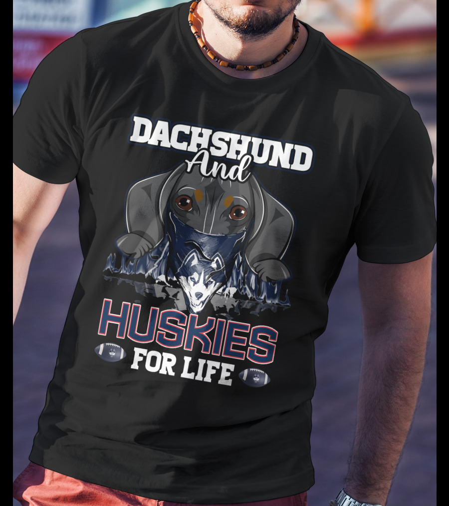 Dachshund And Huskies For Life Connecticut Football T-Shirt