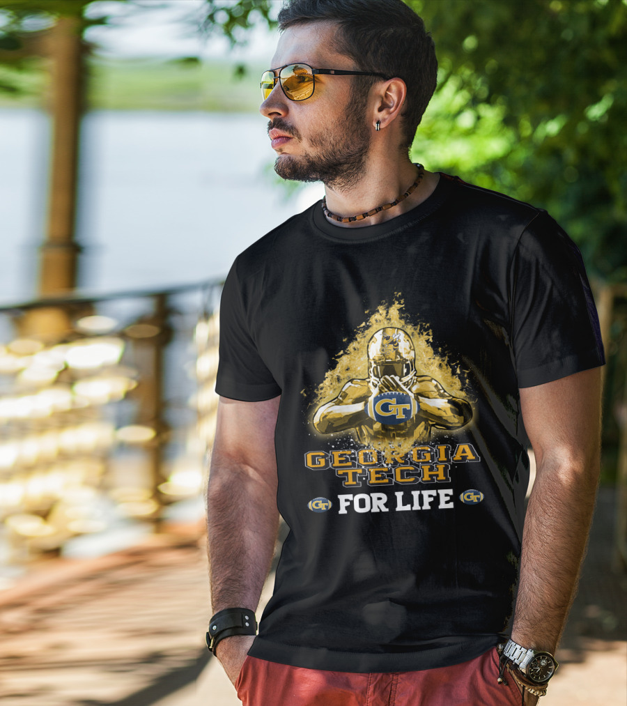 Georgia Tech GT Yellow Jackets Football Helmet For Life T-Shirt
