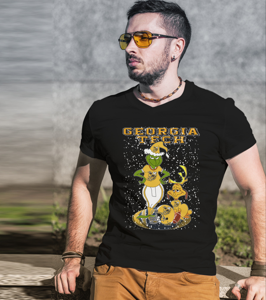 Georgia Tech Grinchxmas Yellow Jackets Christmas Football T-Shirt