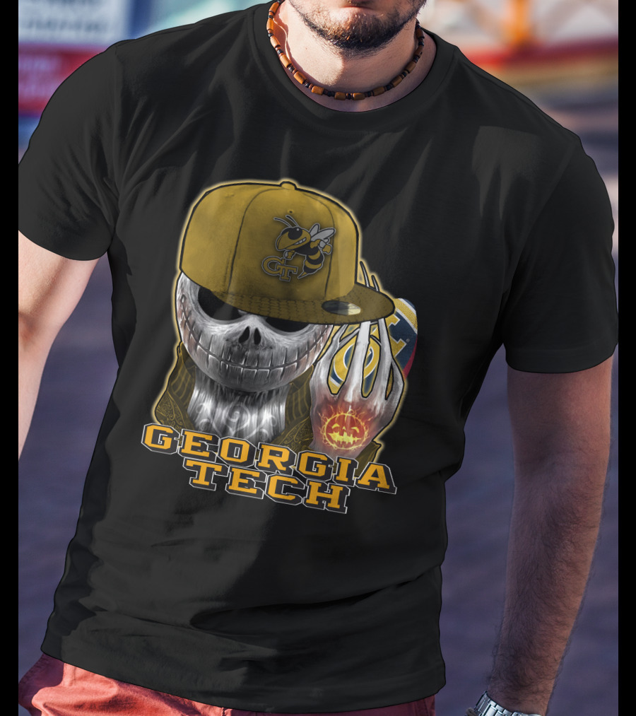 Jackskull Georgia Tech Yellow Jackets Skeleton Skull Halloween T-Shirt