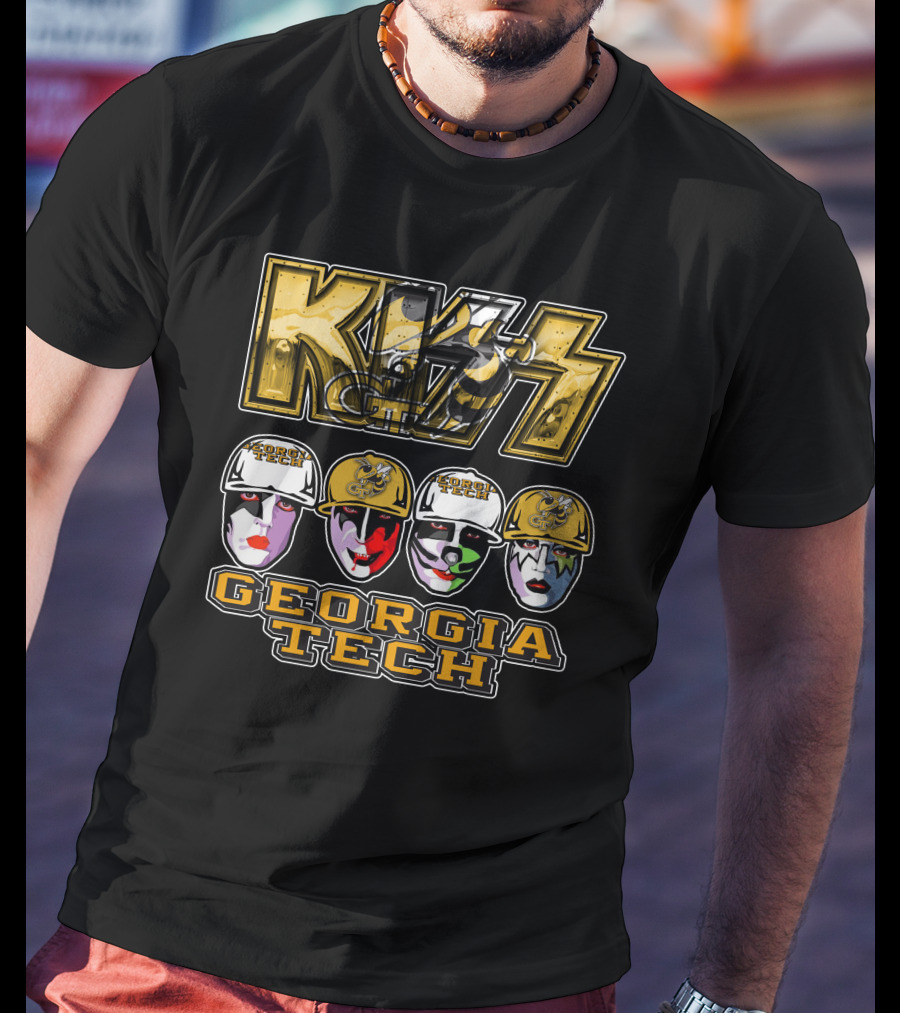 Kiss Georgia Tech Yellow Jackets Faces T-Shirt