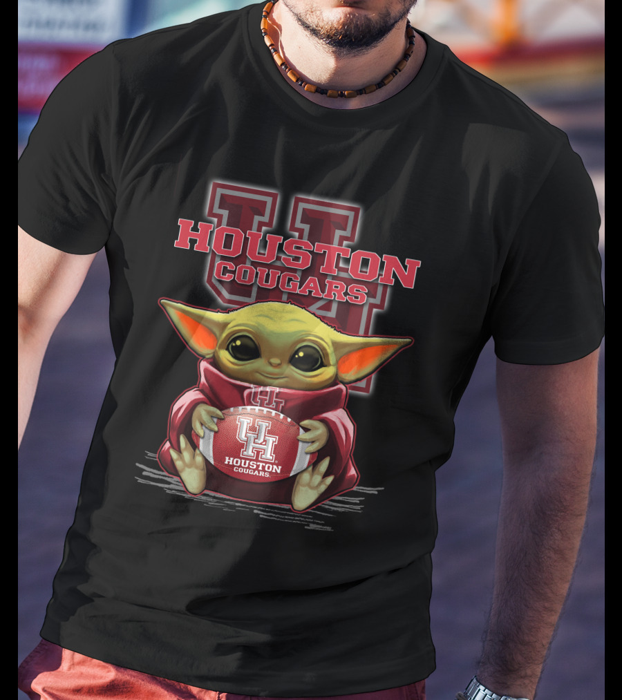 Houston Cougars Baby Yoda Football Fan T-Shirt