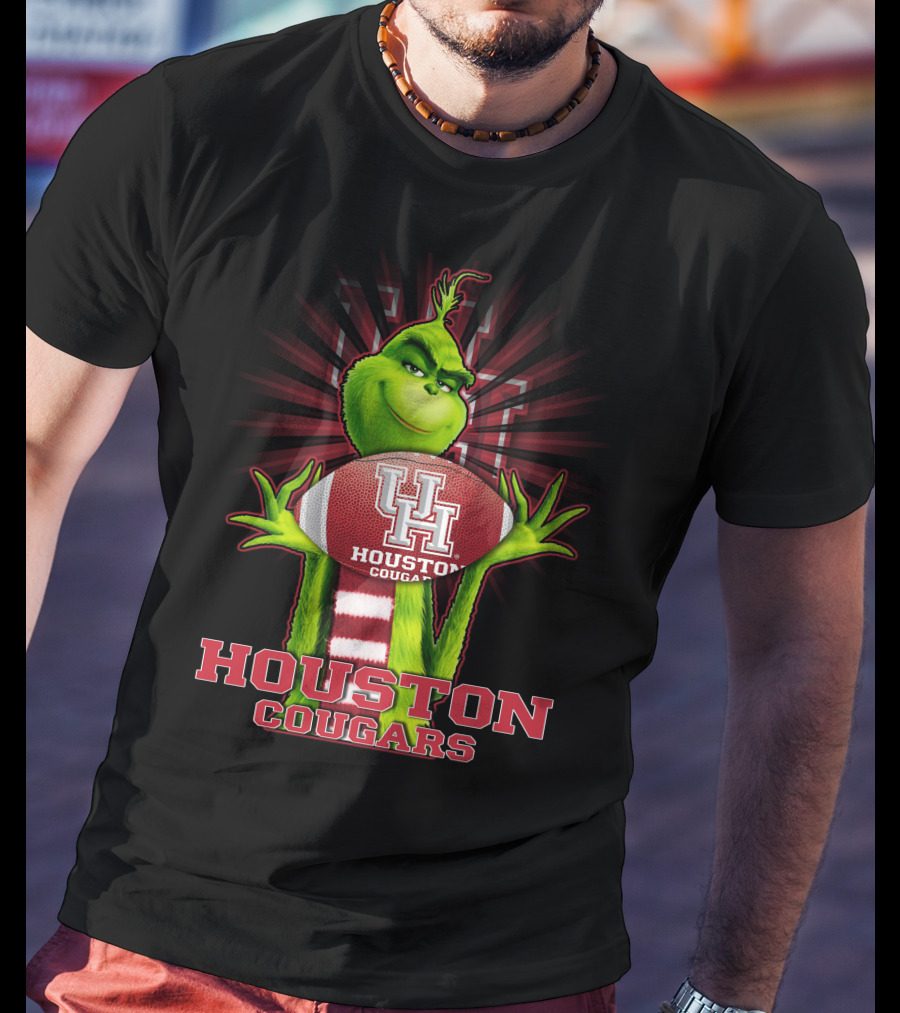 Grinch Holding Football Houston Cougars UH T-Shirt