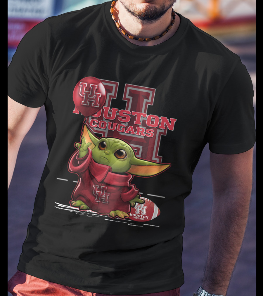 UH Houston Cougars Baby Yoda Football Balloon T-Shirt