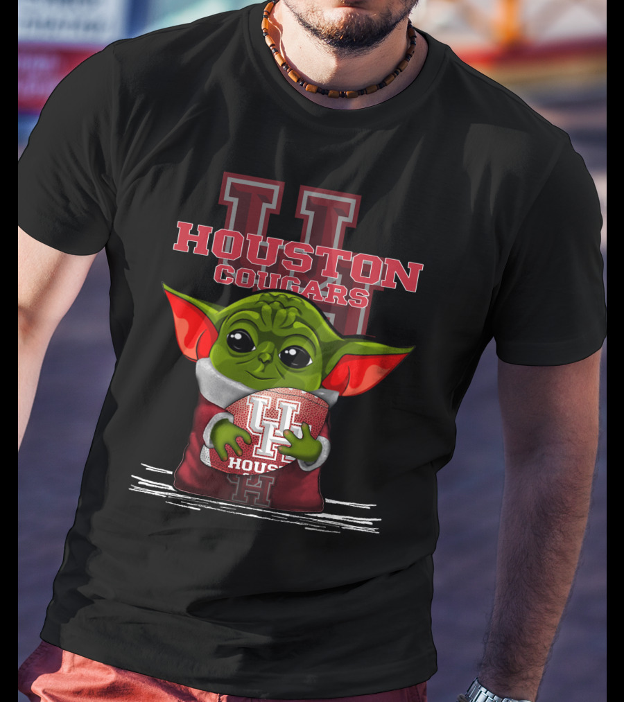 Houston Cougars Yoda Holding Football T-Shirt