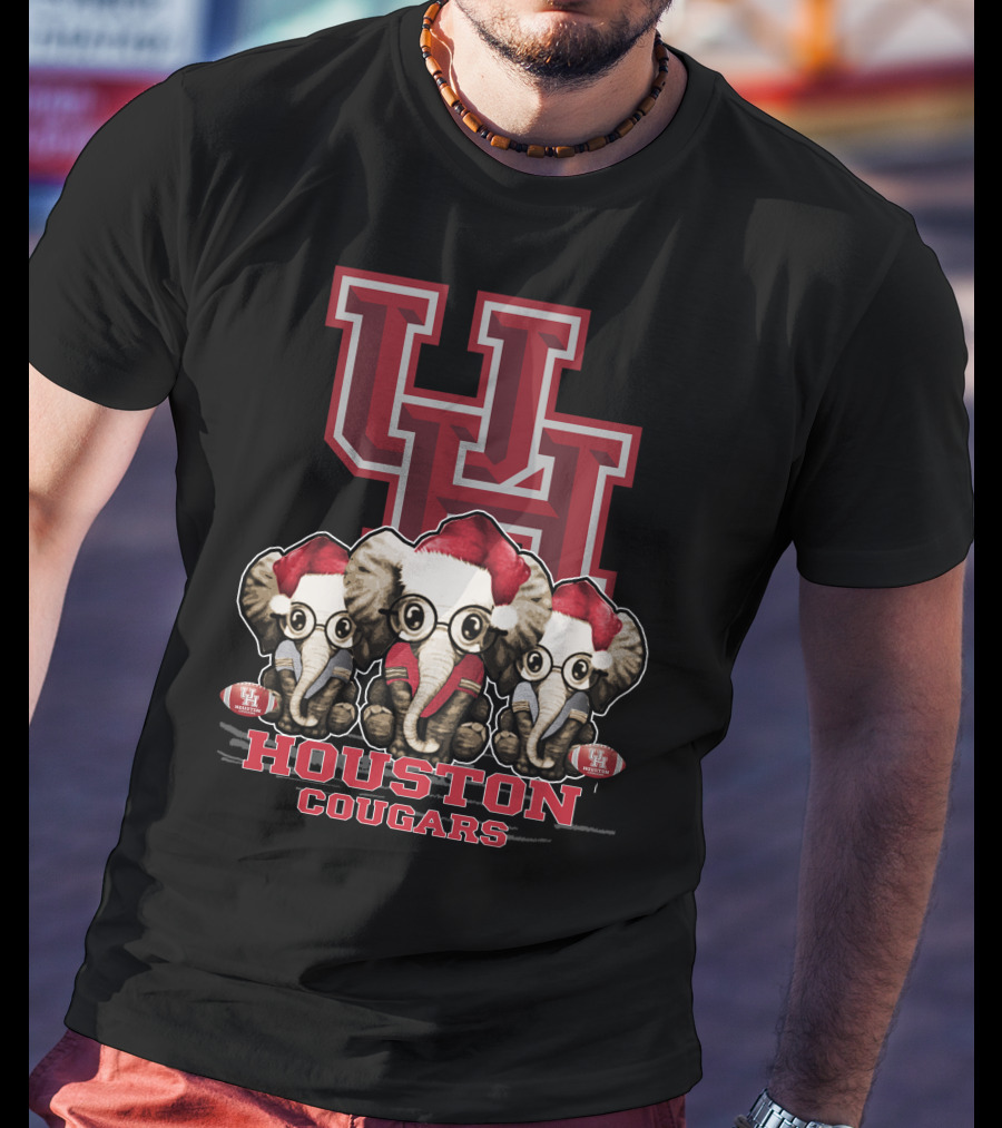 Houston Cougars Christmas Elephants T-Shirt