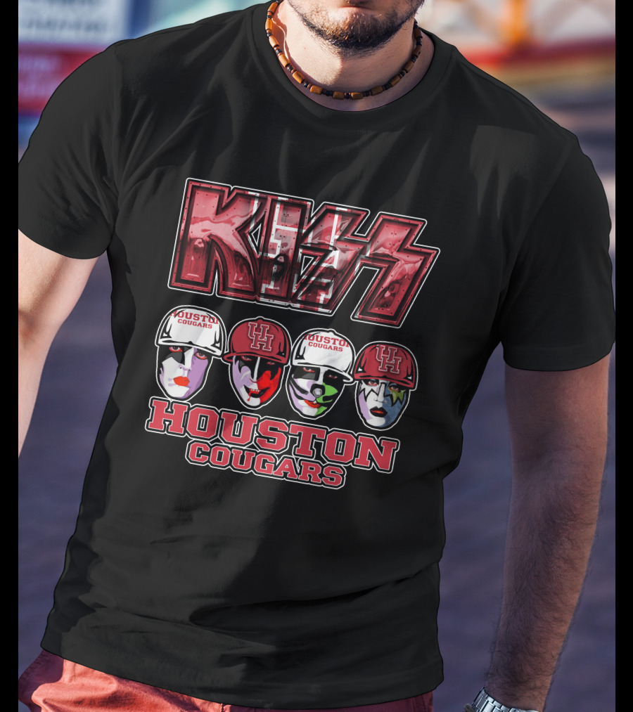 Kiss Houston Cougars Faces Mascot T-Shirt