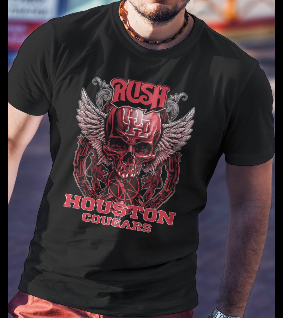 Rush Houston Cougars UH Skull Wings Chains T-Shirt