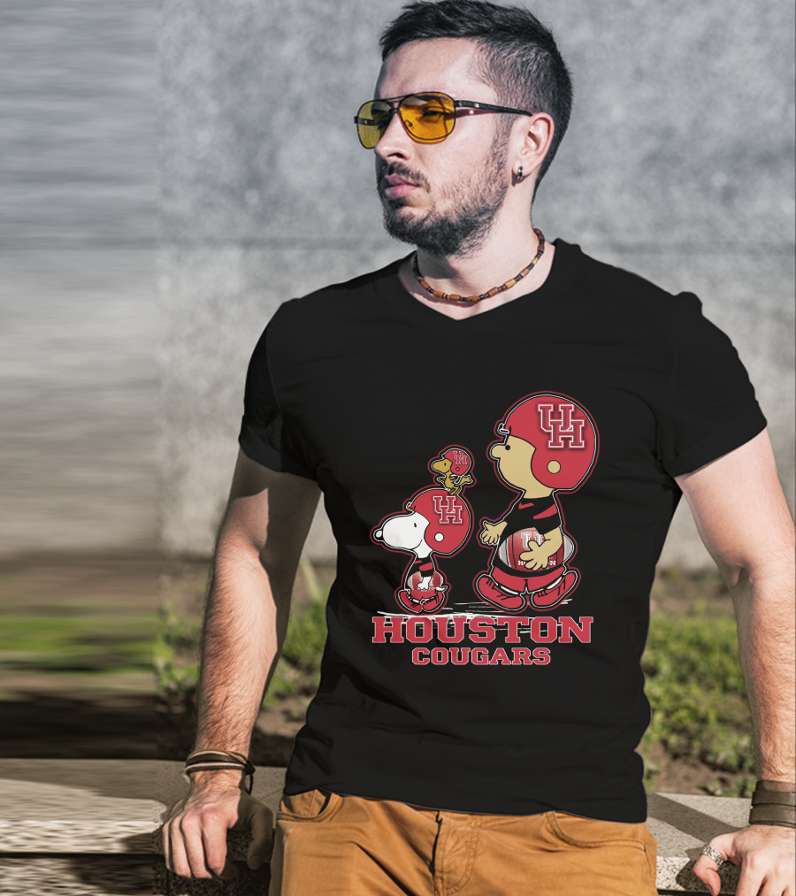 Snpfootball Houston Cougars Uh Helmets And Football Characters T-Shirt