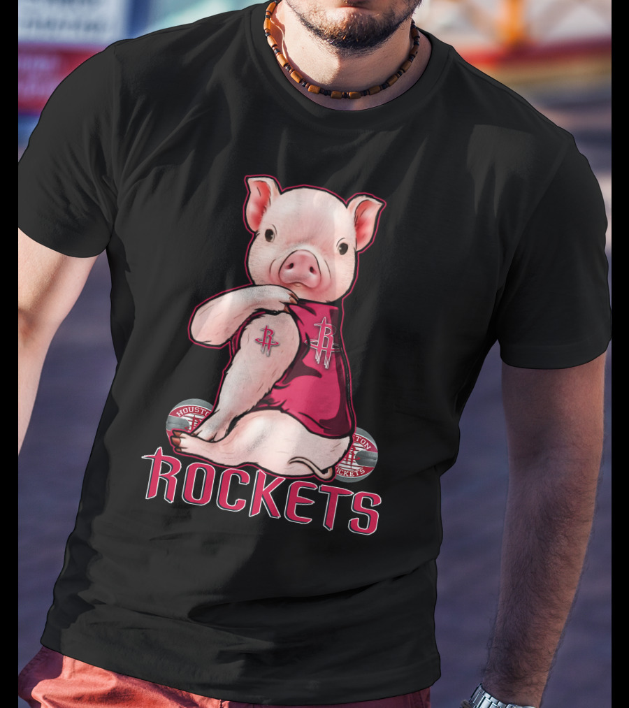 Pig In Houston Rockets Jersey With Rockets T-Shirt