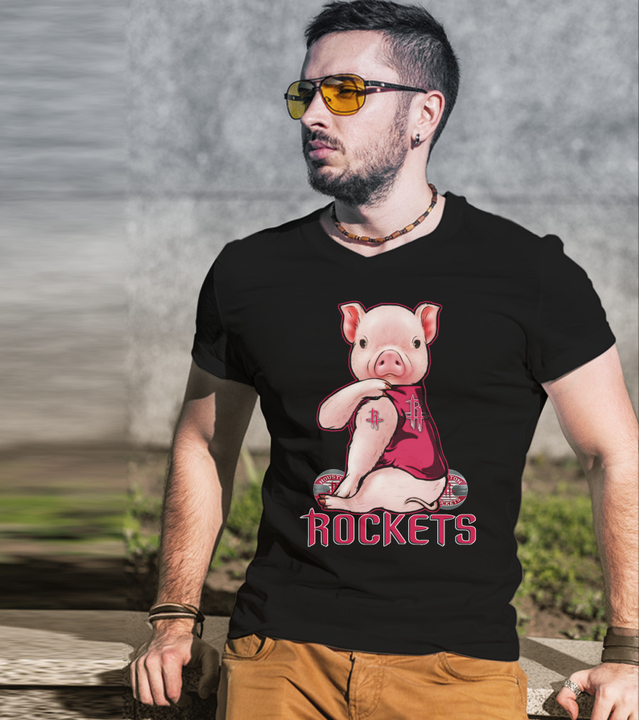 Pig In Houston Rockets Jersey With Rockets T-Shirt