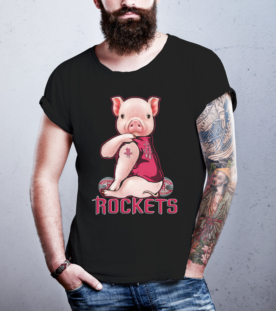 Pig In Houston Rockets Jersey With Rockets T-Shirt