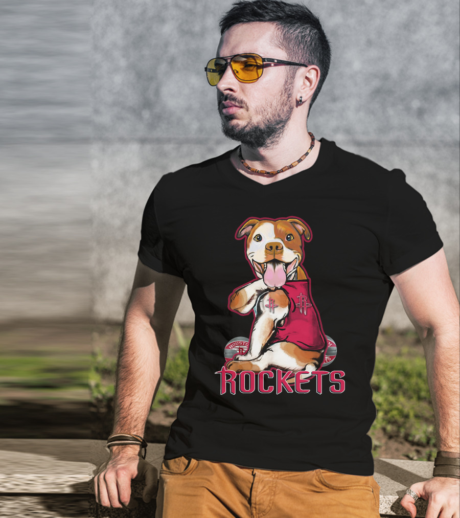 Pittbull Houston Rockets Basketball Team Mascot T-Shirt