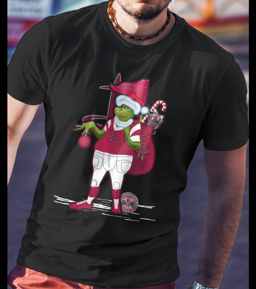 Grinchxmas Houston Rockets Holiday Santa Basketball T-Shirt
