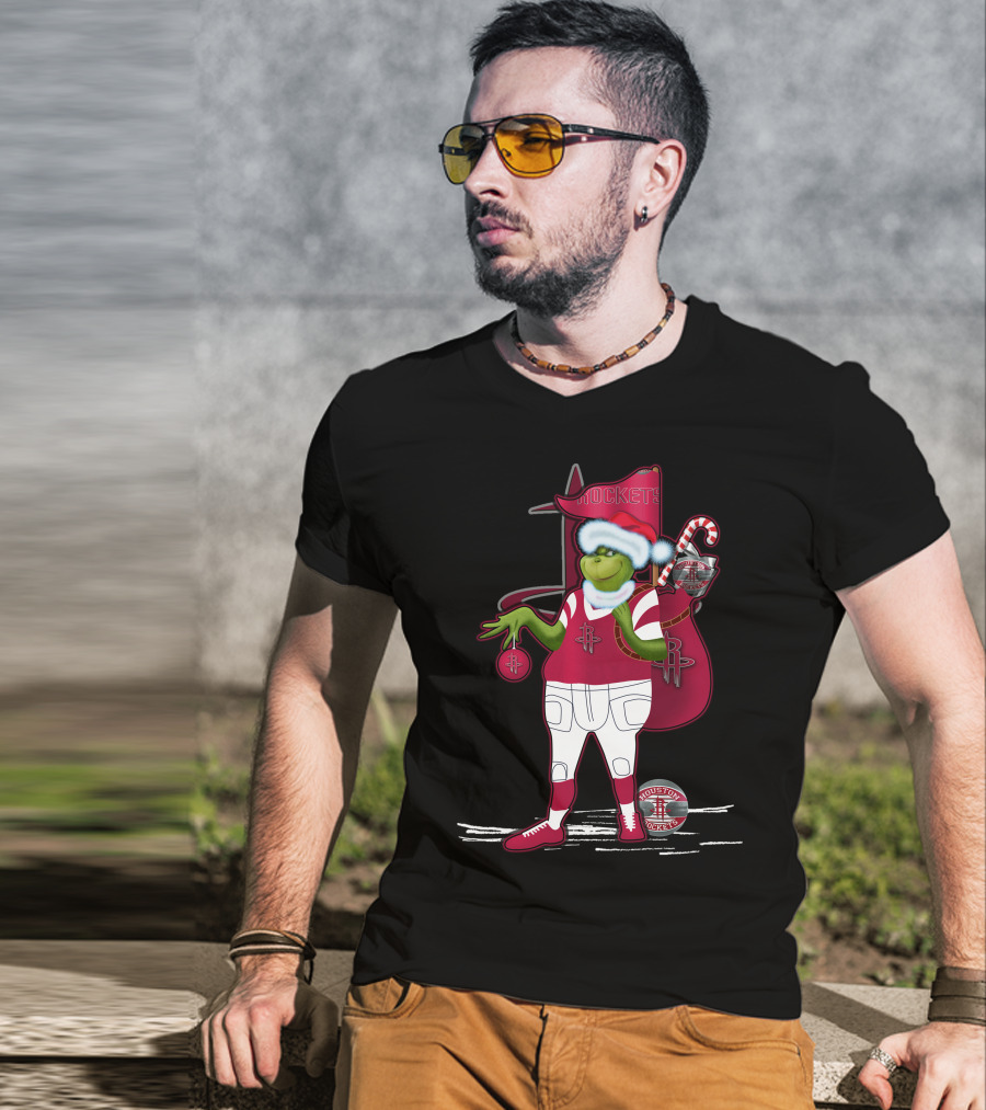 Grinchxmas Houston Rockets Holiday Santa Basketball T-Shirt
