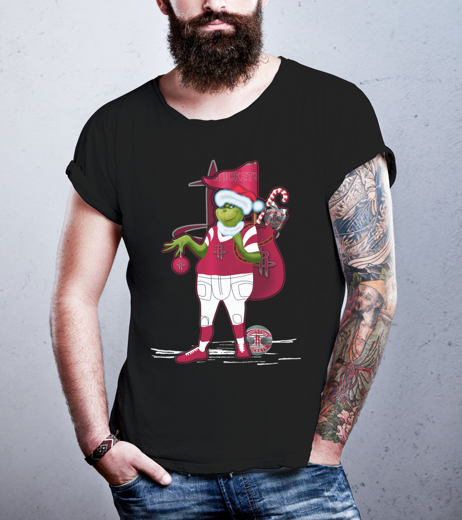 Grinchxmas Houston Rockets Holiday Santa Basketball T-Shirt