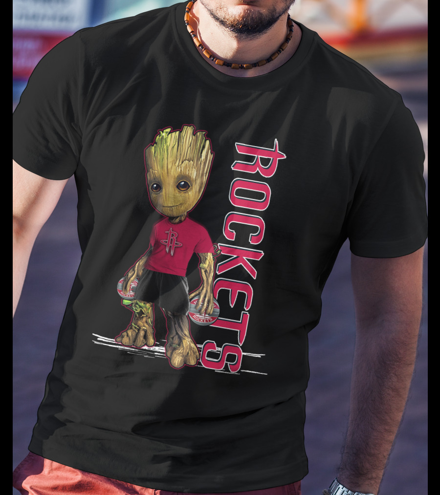 Groot Houston Rockets Basketball Character In Team Jersey T-Shirt