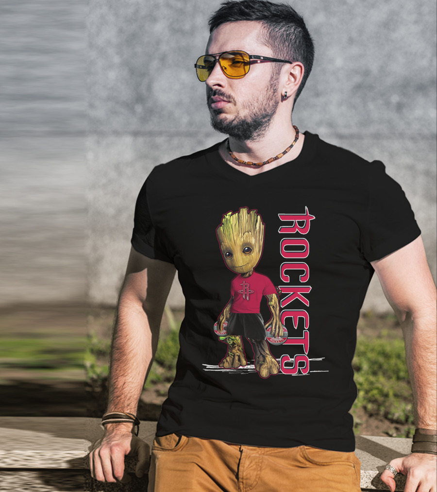 Groot Houston Rockets Basketball Character In Team Jersey T-Shirt