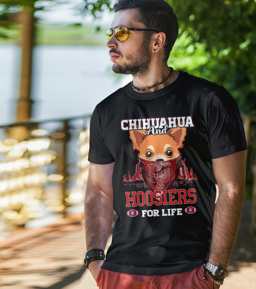 Chihuahua And Hoosiers For Life IU Indiana Football Fan Bandana T-Shirt