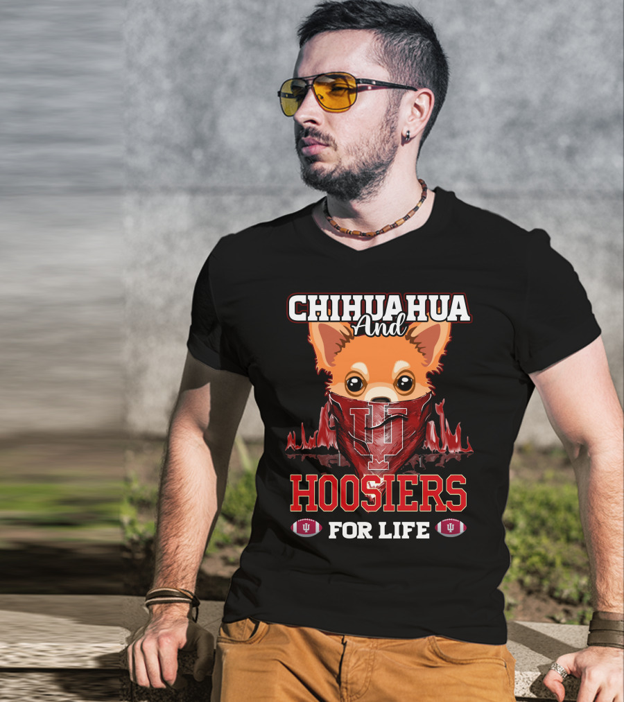 Chihuahua And Hoosiers For Life IU Indiana Football Fan Bandana T-Shirt
