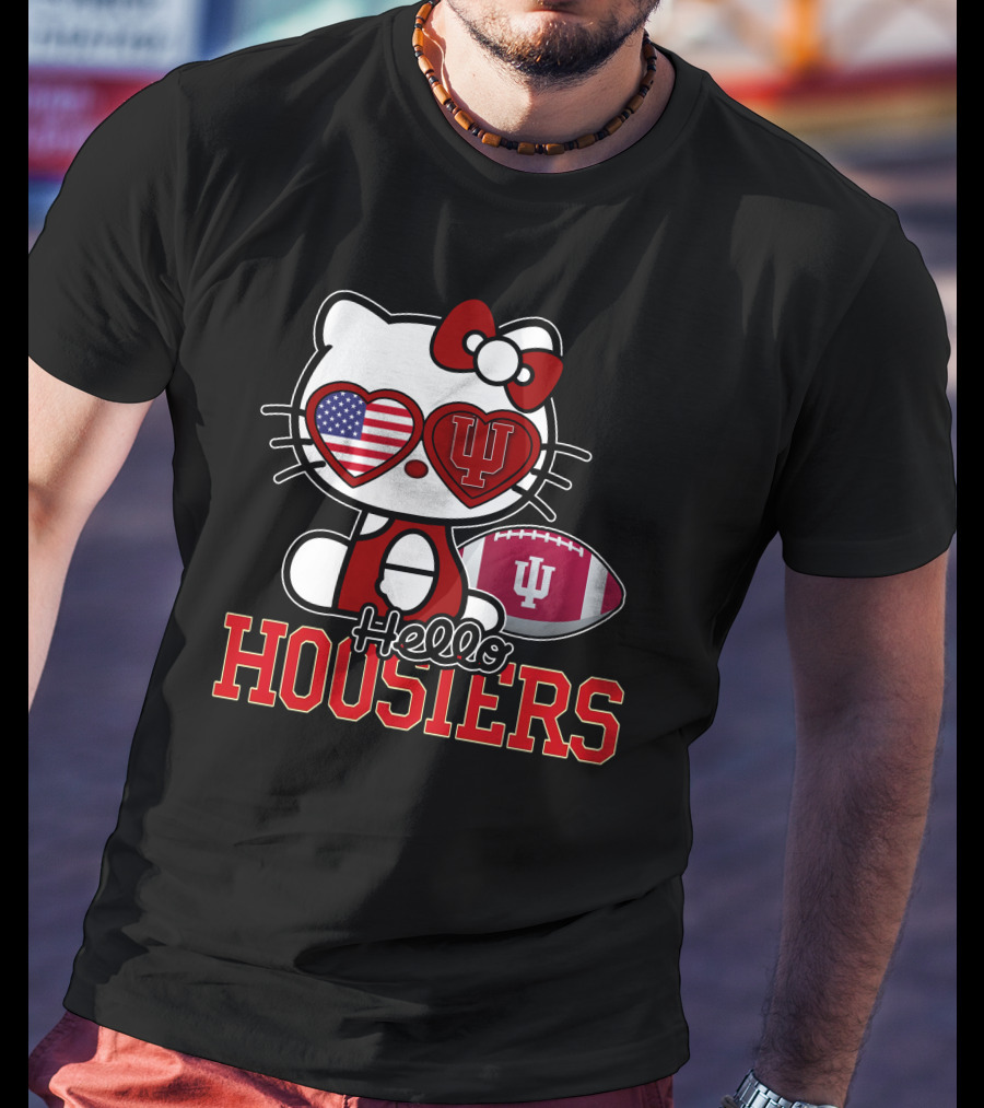 Hellokitty Indiana Hoosiers American Flag IU Football T-Shirt