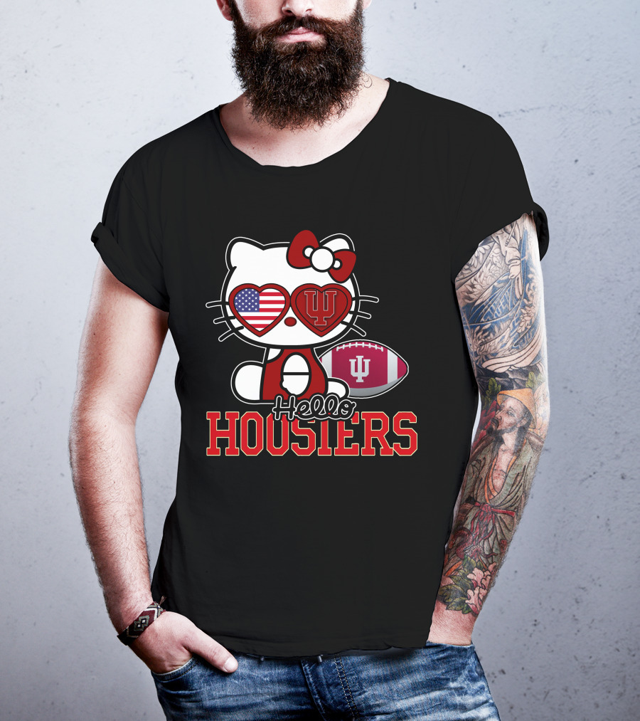 Hellokitty Indiana Hoosiers American Flag IU Football T-Shirt