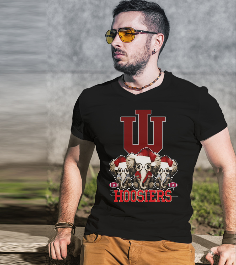 Indiana Hoosiers Santa Elephants Christmas T-Shirt