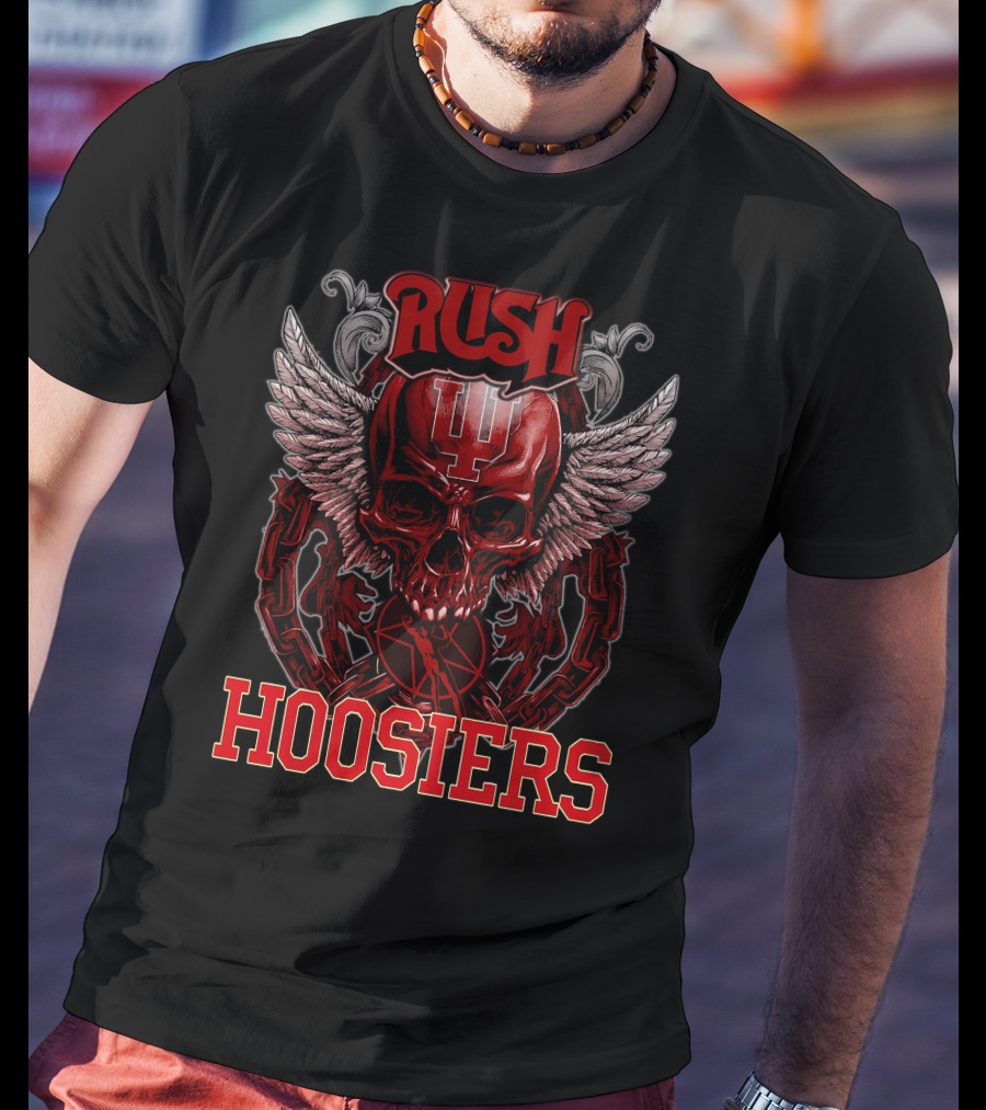 Rush Indiana Hoosiers Skull Wings T-Shirt