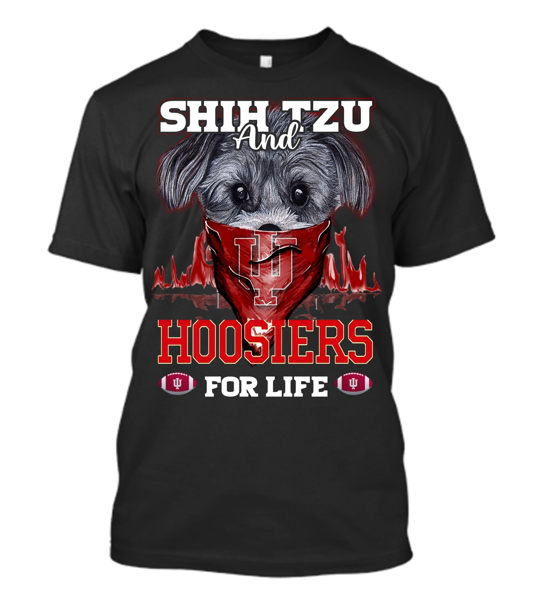 Shih Tzu And Hoosiers For Life Indiana Hoosiers T-Shirt