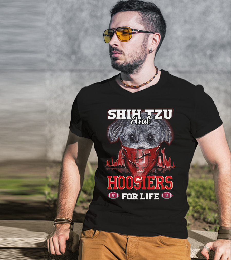 Shih Tzu And Hoosiers For Life Indiana Hoosiers T-Shirt