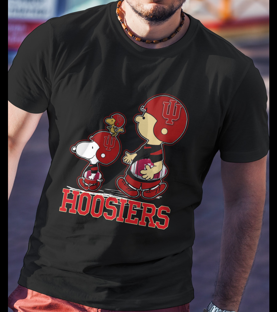 Snpfootball Indiana Hoosiers Peanuts Characters Iu Helmet T-Shirt