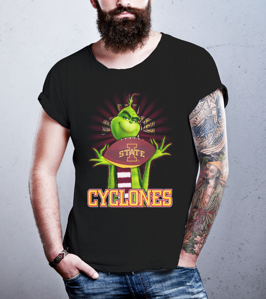 Grinch Holding Iowa State Cyclones Football T-Shirt