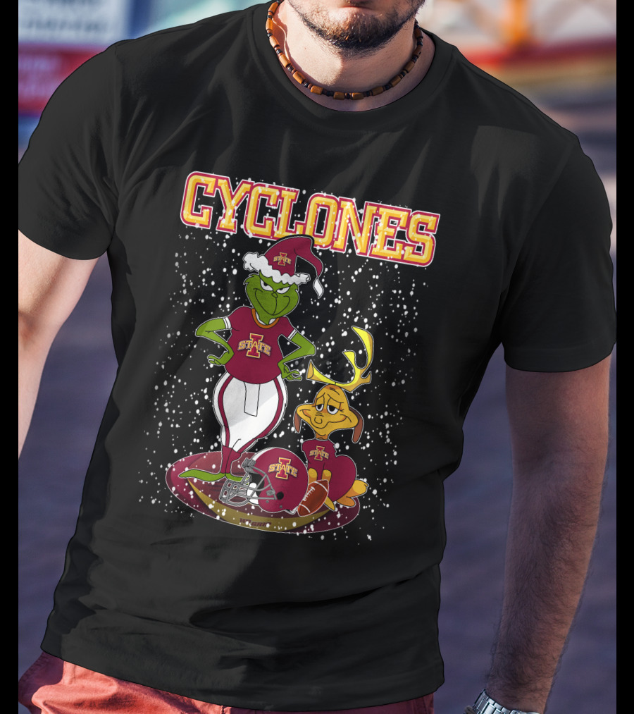 Grinchxmas Iowa State Cyclones Holiday Football T-Shirt