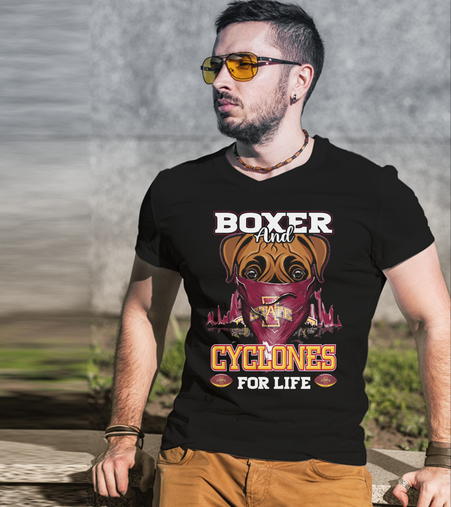 Boxer And Cyclones For Life Iowa State T-Shirt