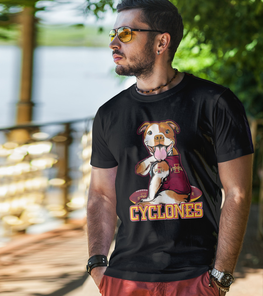 Iowa State Cyclones Pitbull With Football And Tattoos T-Shirt