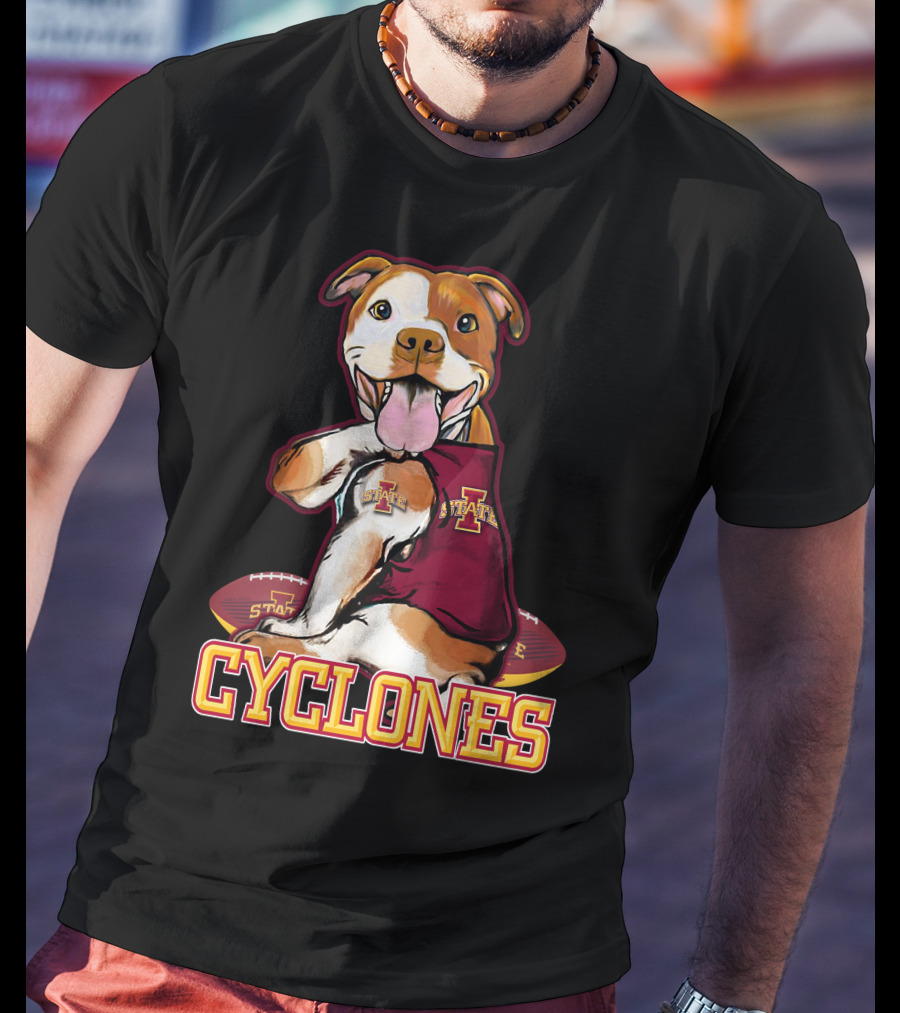 Iowa State Cyclones Pitbull With Football And Tattoos T-Shirt