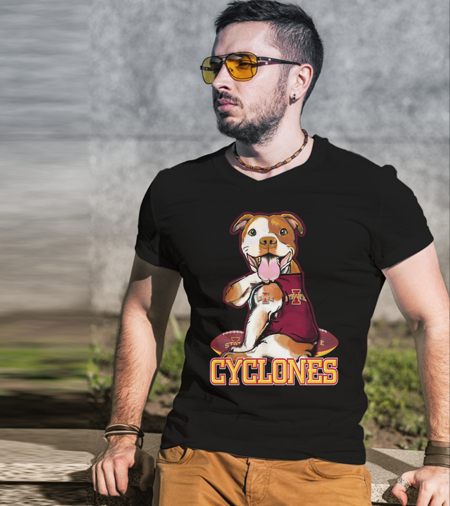 Iowa State Cyclones Pitbull With Football And Tattoos T-Shirt