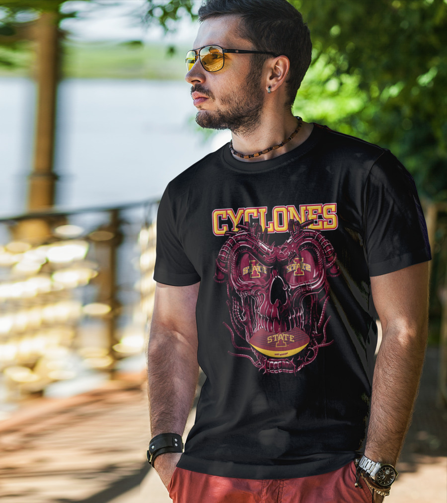 Cyclones Dragonskull Iowa State X Cyclones Football Helmet Skulls T-Shirt
