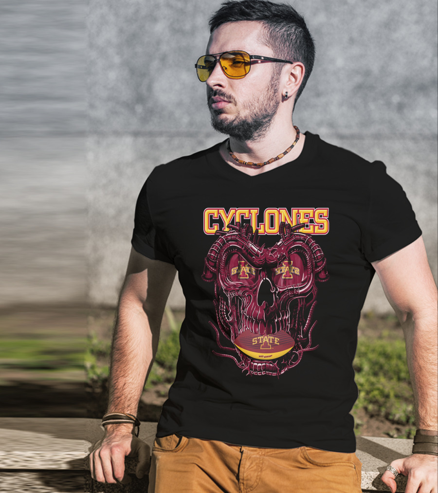 Cyclones Dragonskull Iowa State X Cyclones Football Helmet Skulls T-Shirt