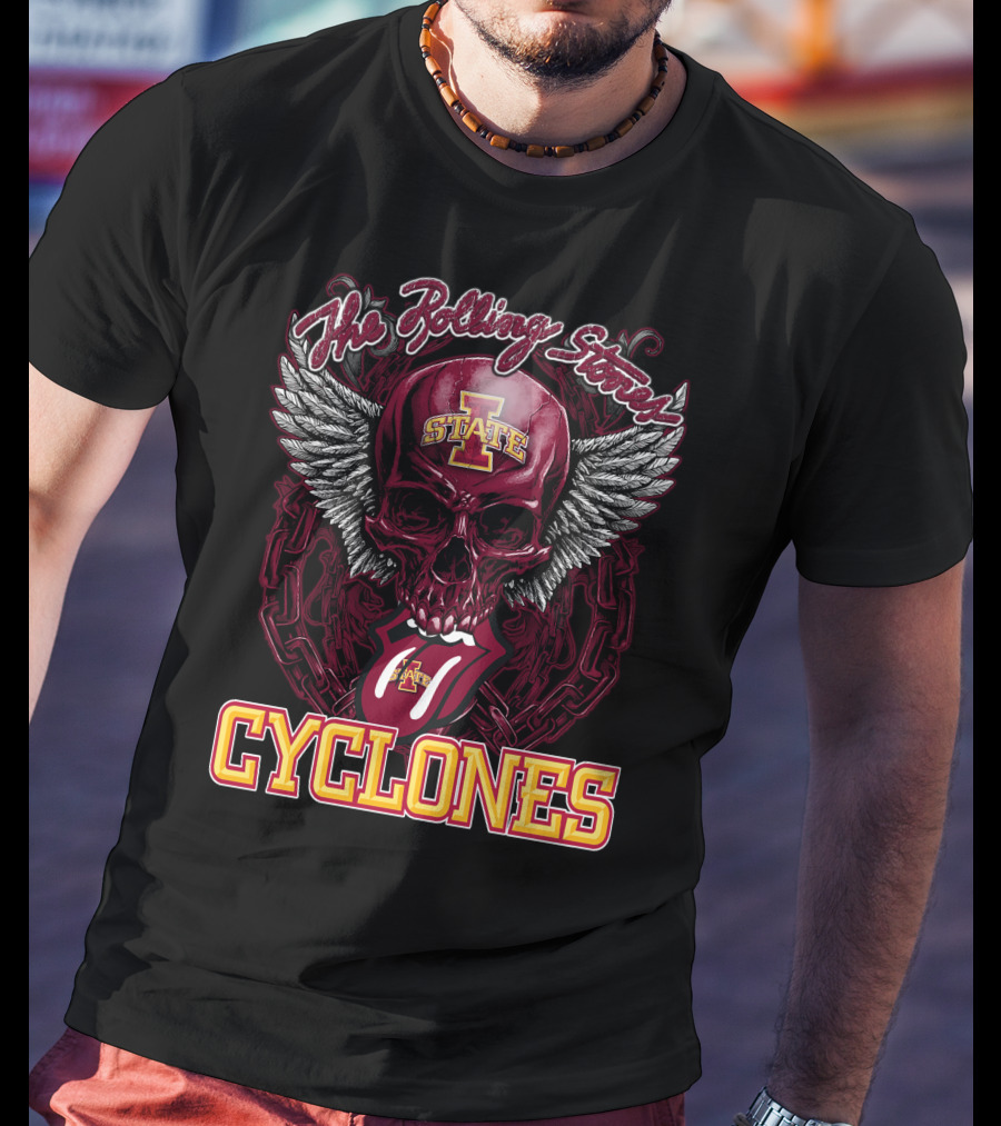 The Rolling Stones Iowa State Cyclones Skull Winged Tongue T-Shirt