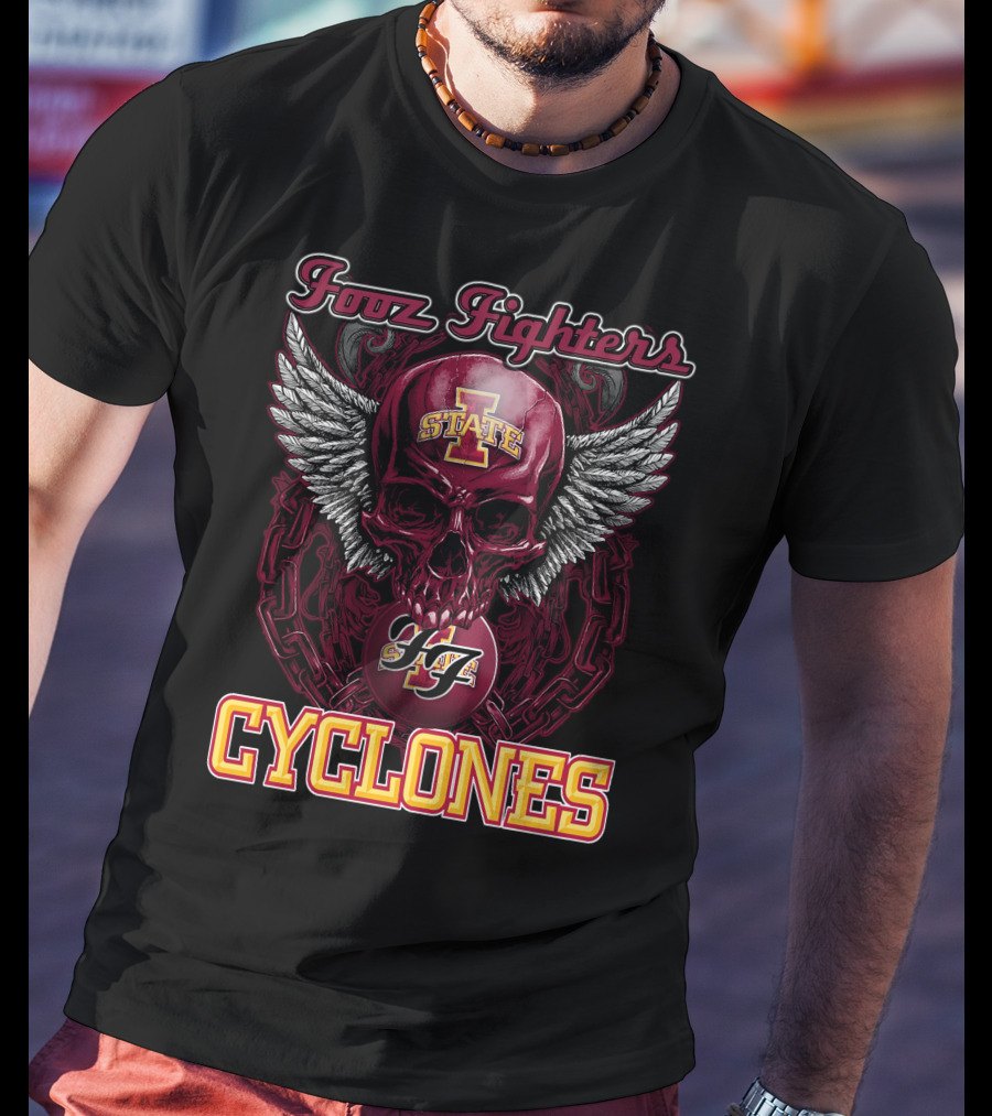 Iowa State Foo Fighters Cyclones Winged Skull T-Shirt