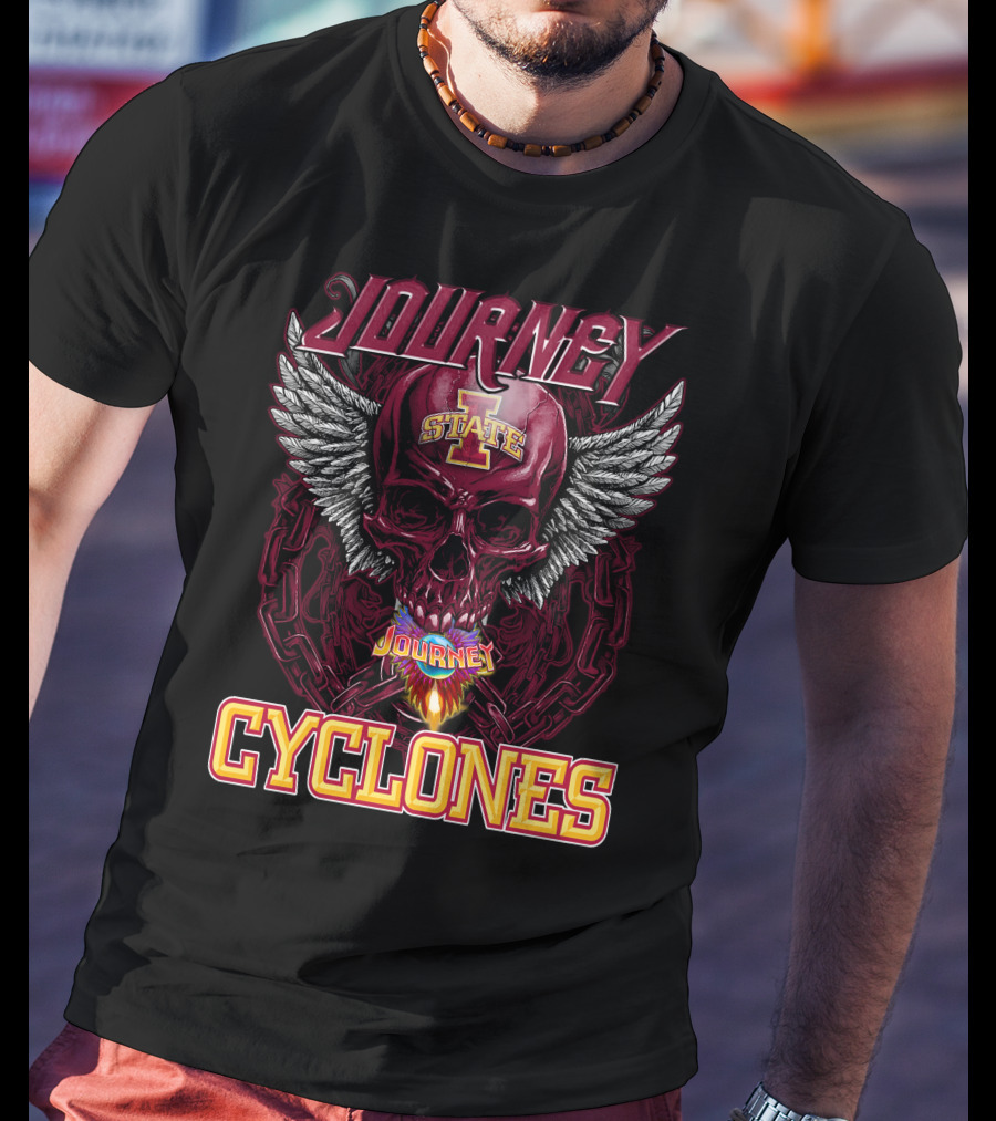 Journey Cyclones Iowa State Winged Skull Flame T-Shirt