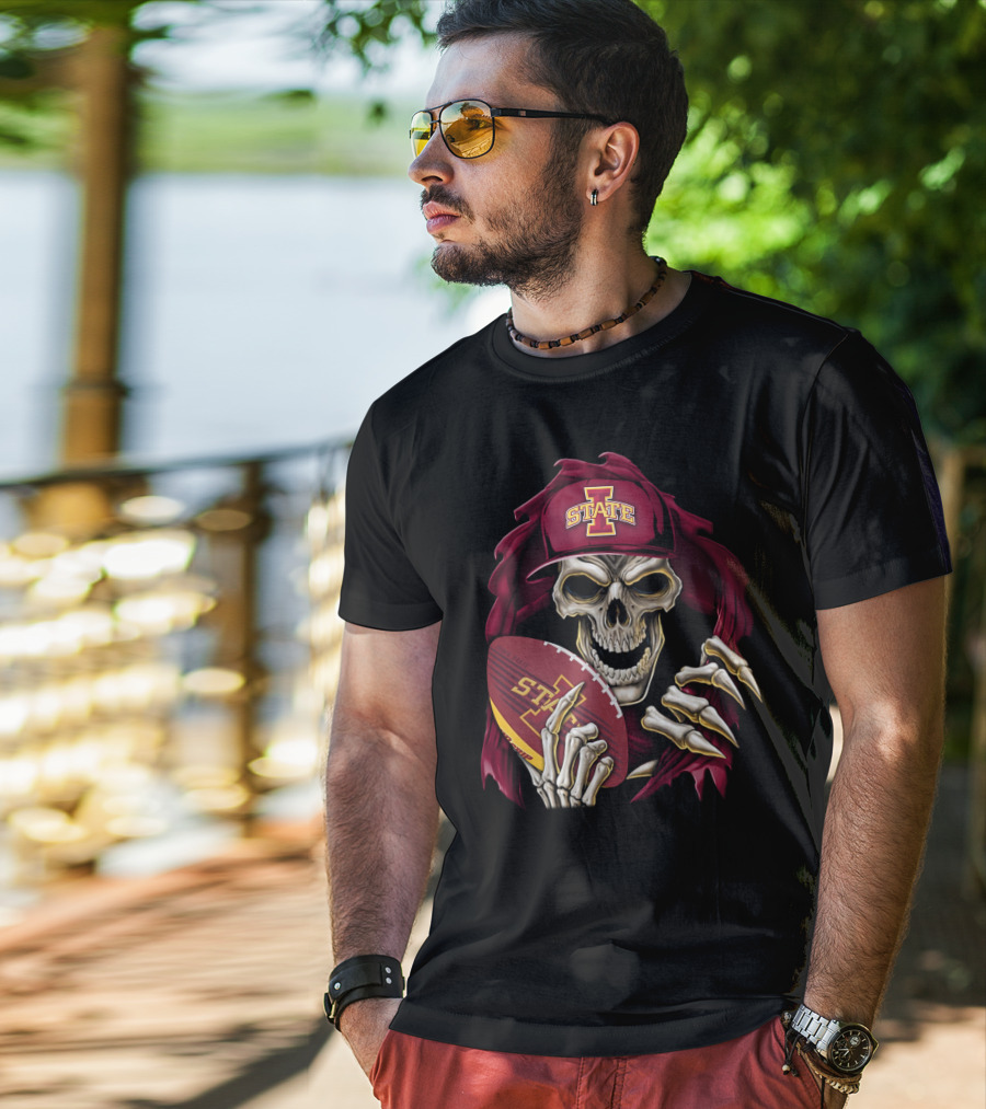 Iowa State Cyclones Skull Football Fan T-Shirt