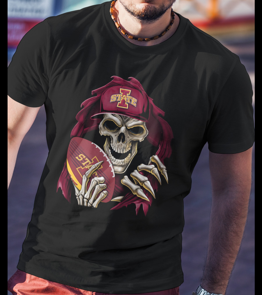 Iowa State Cyclones Skull Football Fan T-Shirt