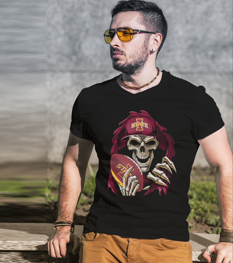 Iowa State Cyclones Skull Football Fan T-Shirt