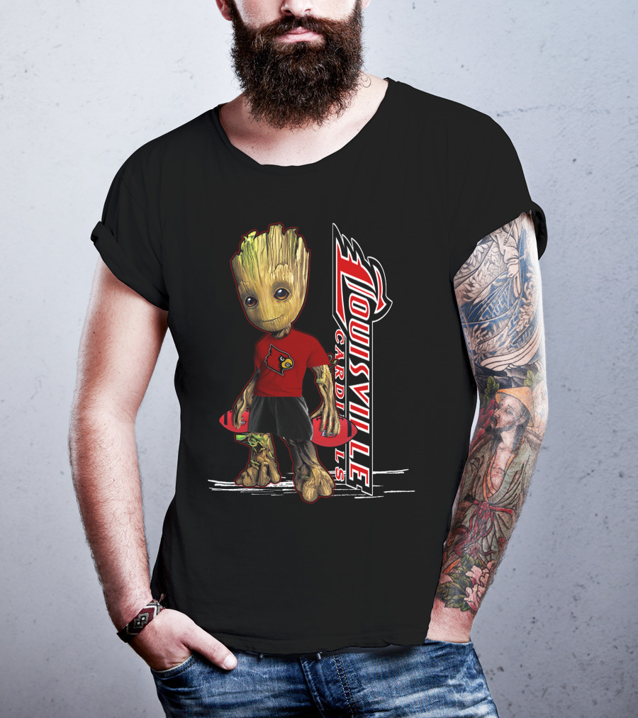 Groot Louisville Cardinals Fan Character With Team T-Shirt