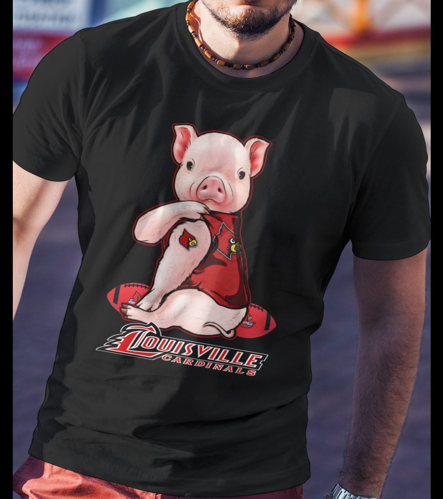 Louisville Cardinals Pig With Football Gear T-Shirt