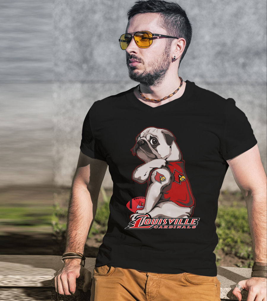 Louisville Cardinals Pug Football T-Shirt